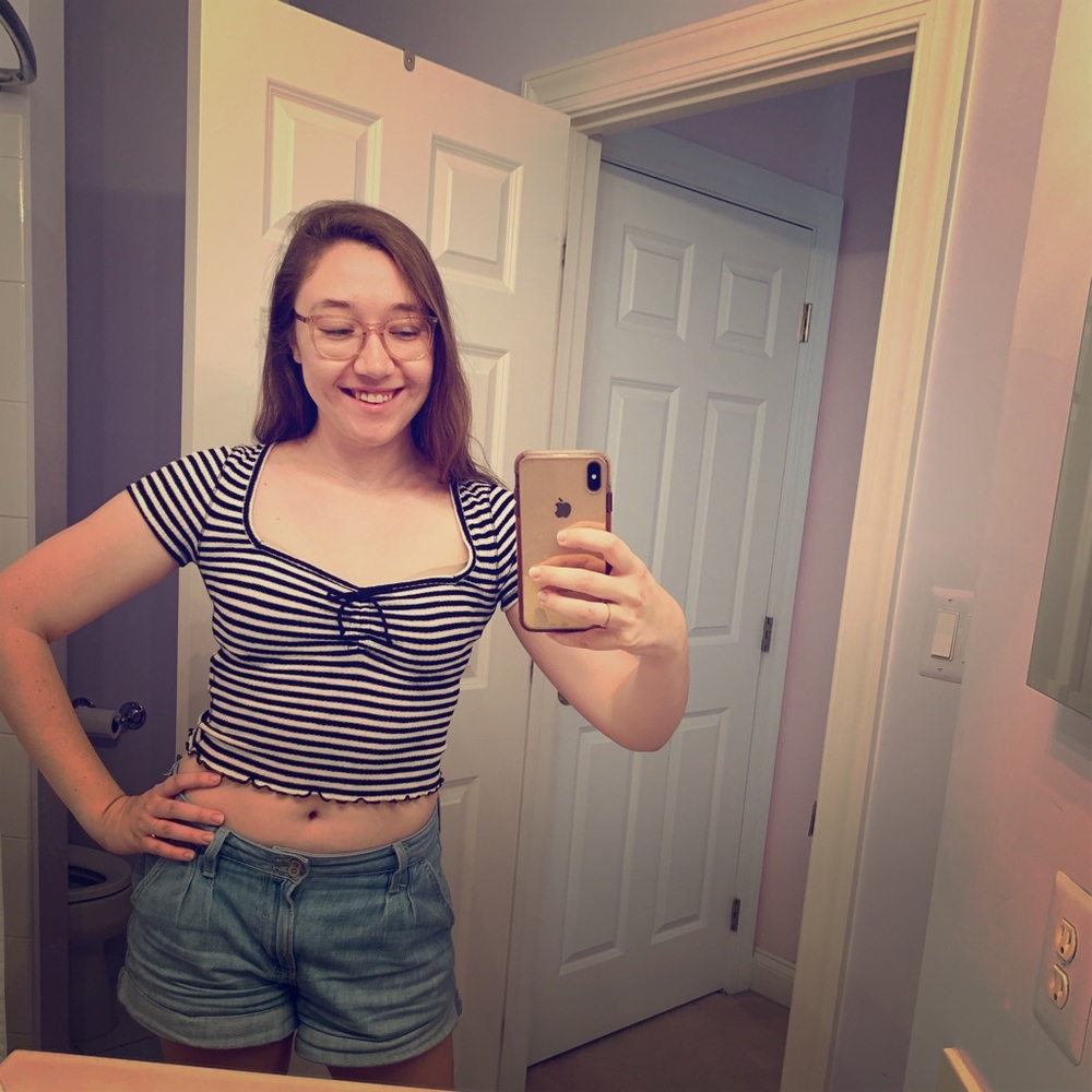Abercrombie Black and White Striped Crop Top